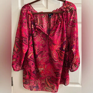 CHAPS~SHEER~PINK TOPPER~1X